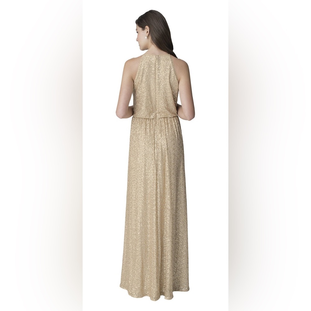 Bill Levkoff Sequin Net Gown Halter - image 3